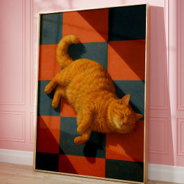 Estetisk Orange Katt Mysig Modern Djur Väggkonst