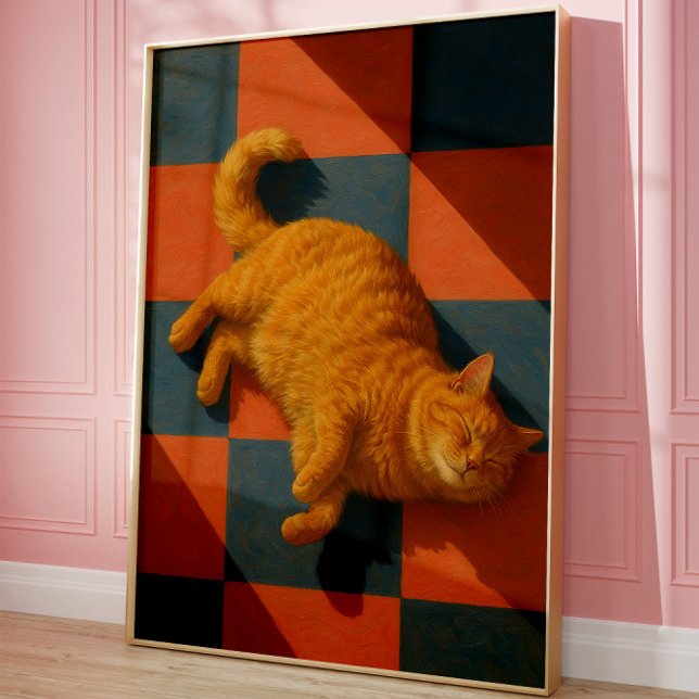Estetisk Orange Katt Mysig Modern Djur Väggkonst (Skapare uppladdad)