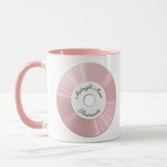 Estetisk Pastell Rosa CD & Vinyl Mugg för Musikäls (Vänster)