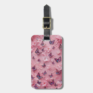 Estetisk Pastell Rosa Fjäril Bagageetikett Bagagebricka