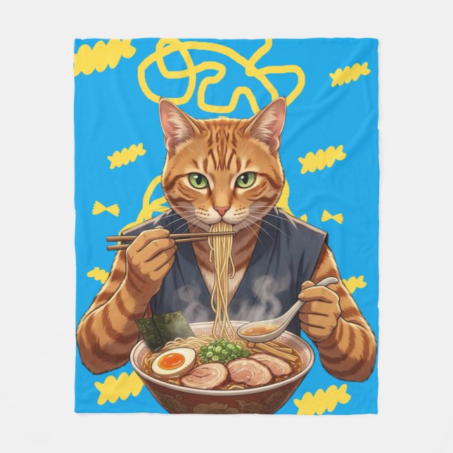 Estetisk Ramen Katt Anime - Japansk Popkonst Fleecefilt (Framsidan)