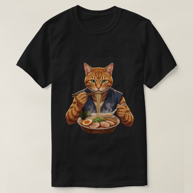 Estetisk Ramen Katt Japansk Popkonst Grafik T Shirt (Design framsida)