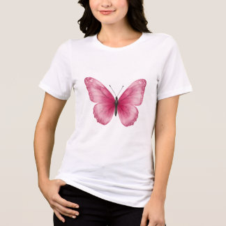 Estetisk Rosa Akvarell Fjäril T-Shirt