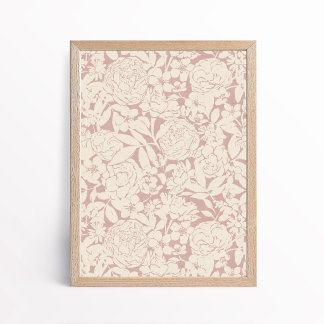 Estetisk Rosa Beige Pion Ros Blommig Botanisk Poster