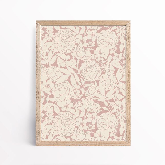 Estetisk Rosa Beige Pion Ros Blommig Botanisk Poster (Skapare uppladdad)