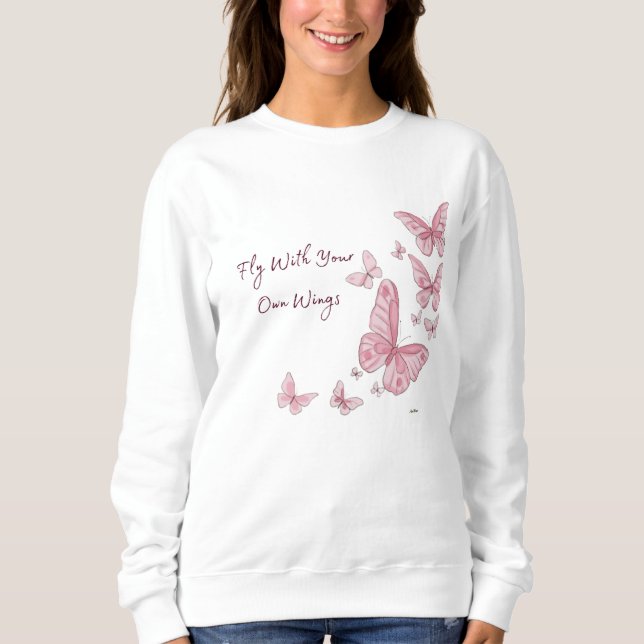 Estetisk rosa fjäril crewneck-sweatshirt t shirt (Framsida)