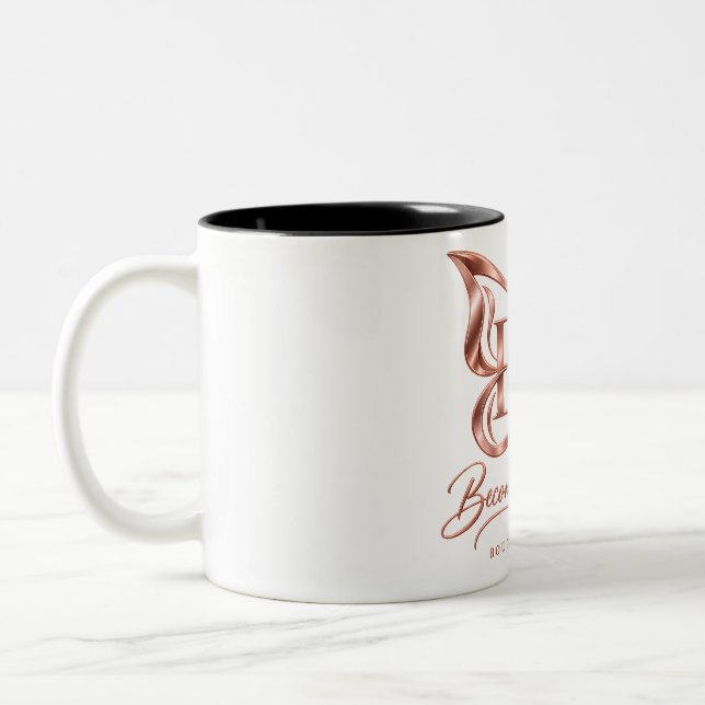 Estetisk Rosa Guld Fjäril Keramisk Kaffemugg | (Vänster)