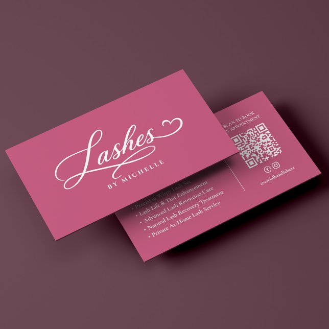 Estetisk Rosa Lash Tech Lift Förlängningar Visitkort (Aesthetic Pink Lash Tech Lift Extensions Business Card
)