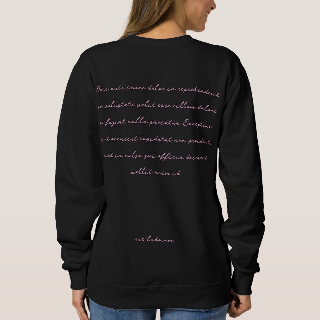 Estetisk Rosa Svart Handskrift Script Elegant T Shirt (Baksida)