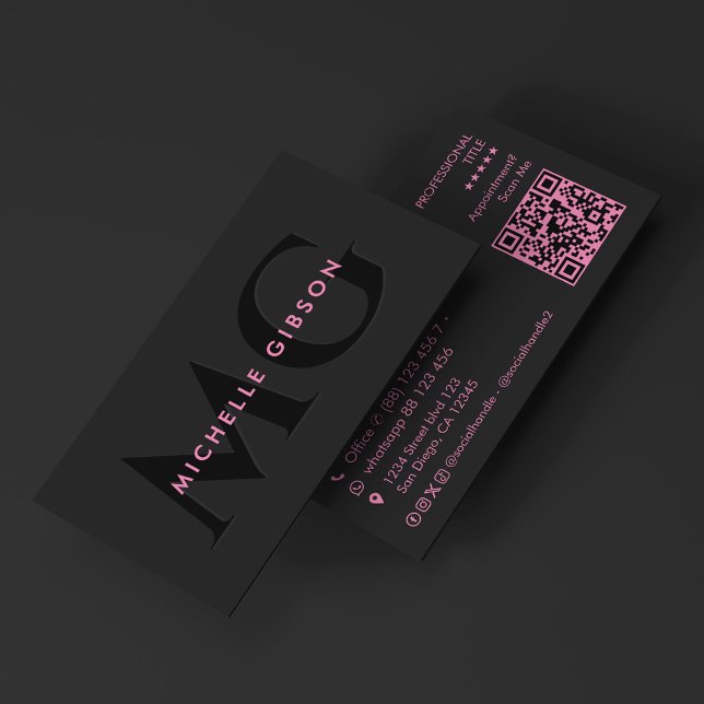 Estetisk Rosa Svart Marknadsföring Skönhet  Visitkort (Aesthetic Pink Black Marketing Beauty Business Card
)