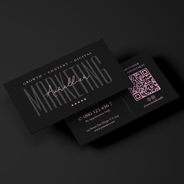 Estetisk skönhetsproffs rosa svart marknadsföring visitkort (Aesthetic Beauty Professional Pink Black Marketing Business Card
)