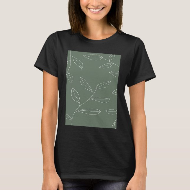 Estetisk Söt Boho Trädgren Mönster Vit och T Shirt (Framsida)