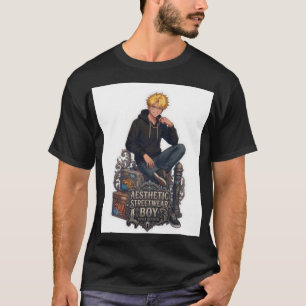 Estetisk Streetwear Pojk Anime - Premium Grafik T Shirt