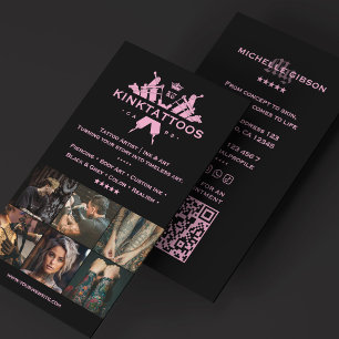 Estetisk tatueringsartist Rosa Svart Tatuerare Visitkort