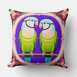 Estetisk tropisk papegojdesign – Elegant blomster Kudde