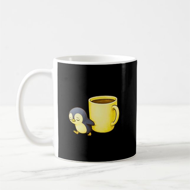 Estetisk utmattad pingvin • Överdimensionerad kaff Kaffemugg (Vänster)