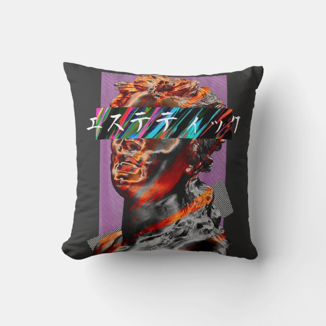 Estetisk Vaporwave Japansk Futurism Kudde (Framsida)