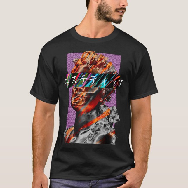Estetisk Vaporwave Japansk Futurism T-shirt (Framsida)