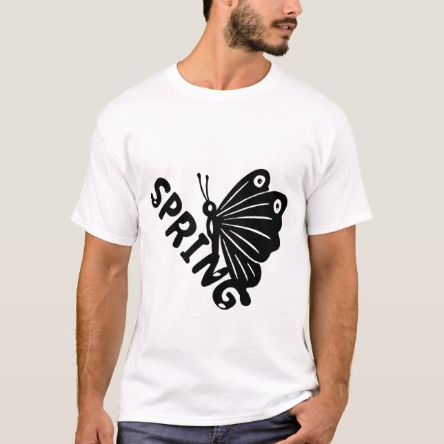 Estetisk vår fjäril minimalistisk grafik t shirt (Framsida)