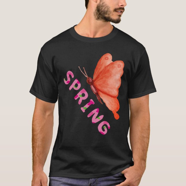 Estetisk Vår Fjäril Minimalistisk Grafik T Shirt (Framsida)