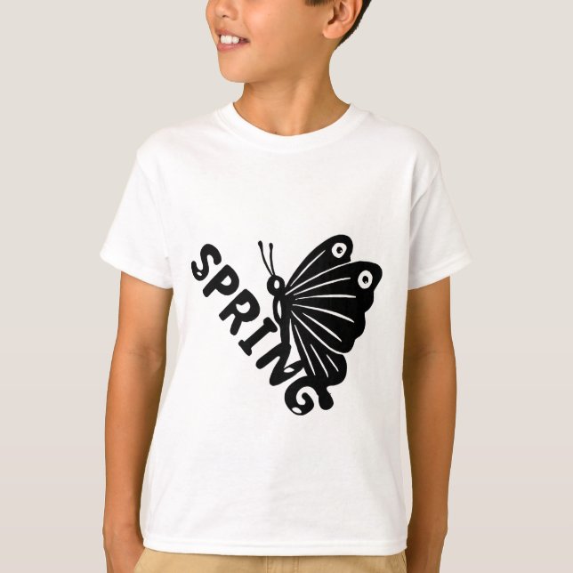 Estetisk vår fjäril minimalistisk grafik t shirt (Framsida)