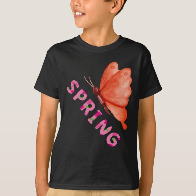Estetisk vår fjäril minimalistisk grafik t shirt (Framsida)