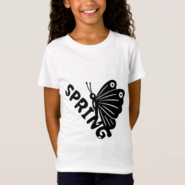 Estetisk vår fjäril minimalistisk grafik t shirt (Framsida)