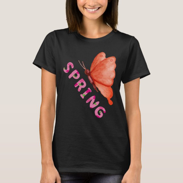 Estetisk vårfjäril minimalistisk grafik t shirt (Framsida)