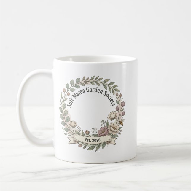 Estetisk Växtmamma Vattenfärg Blomsterkrans  Kaffemugg (Vänster)