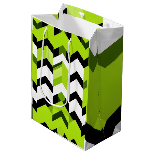 Estetisk Vibrerande Wasabi Chevron Modern Struktur (Framsidan Vinklad)