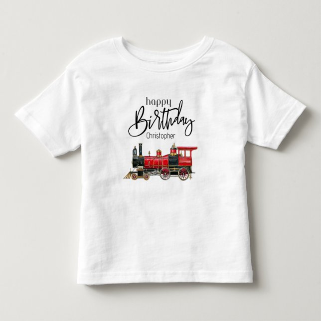 Estetisk Vintage Tåg Födelsedagsbarn T-Shirt (Framsida)