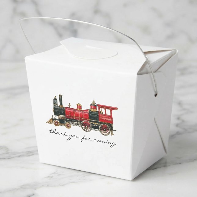 Estetisk Vintage Tåg Förmånslåda Presentaskar (Thank You For Coming Red Train Take Out Favor Box)