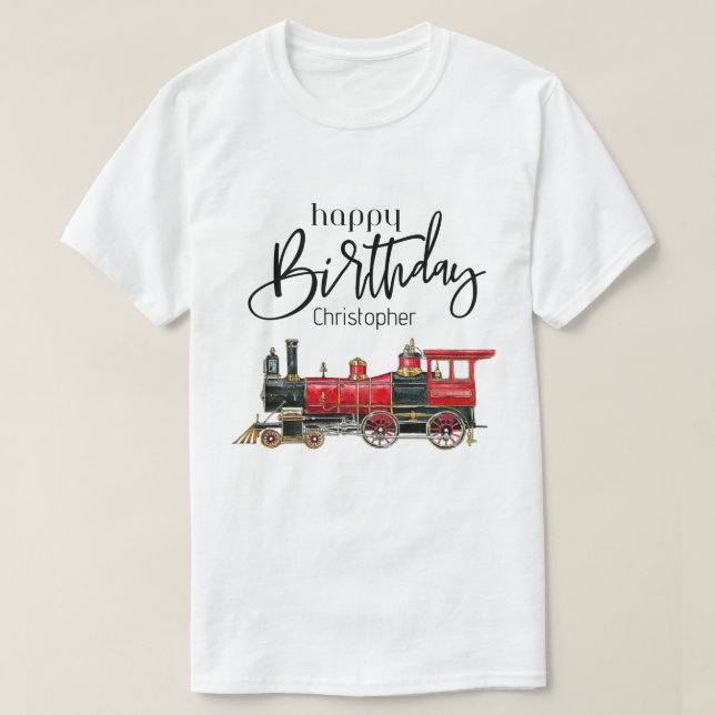 Estetisk Vintage Tågbirthday T-shirt (Design framsida)