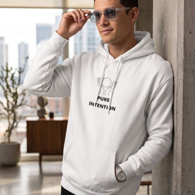 Estetisk vit grafisk hoodie med ren intention (Skapare uppladdad)