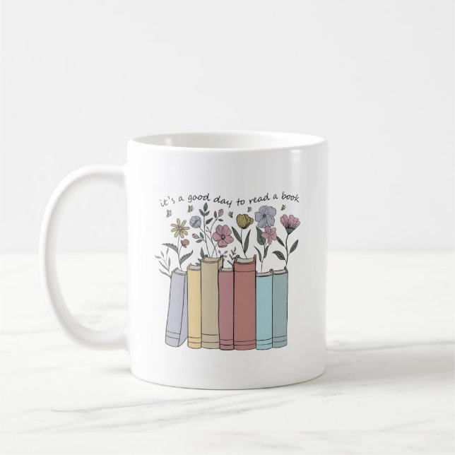 Estetiska blomsterböcker Det är en bra dag att läs Kaffemugg (Vänster)