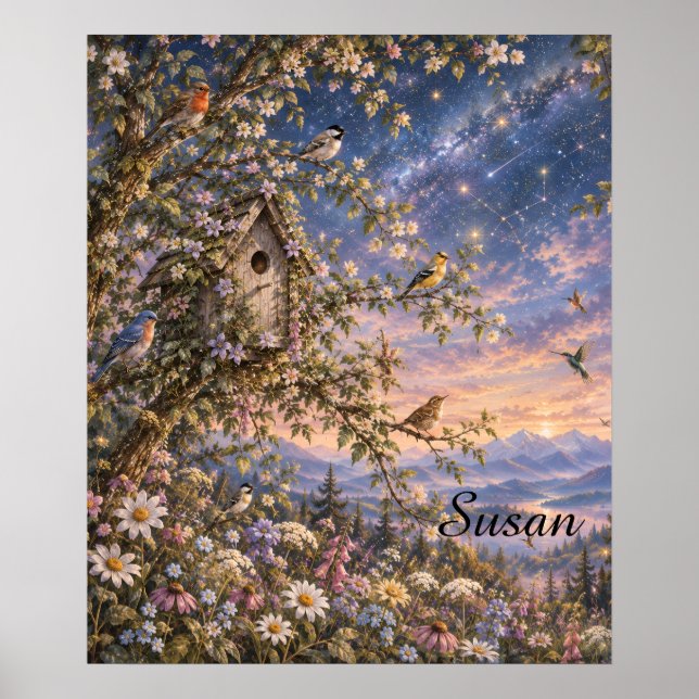 Estetiska fåglar väggposter för fågelskådare.  poster (Framsidan)