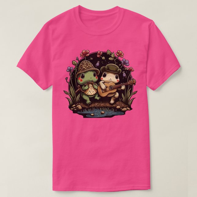 estetiska grodor som spelar musik t shirt (Design framsida)