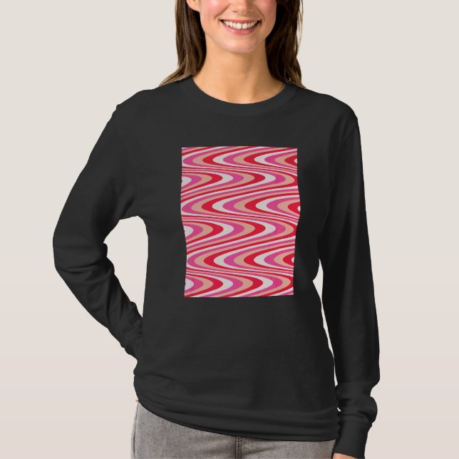 Estetiska Rosa Och Röda Virvlar Pastellrosa T Shirt (Framsida)
