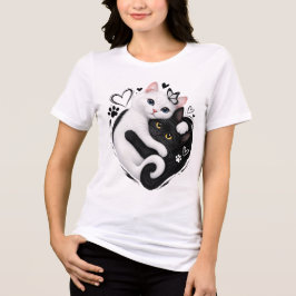 Estetiska Yin Yang Katter som kramar söta husdjur  T Shirt