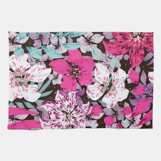 Estetiskt blomster  kökshandduk (Horisontell)