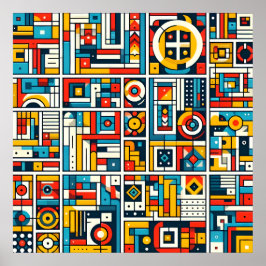 Estetiskt färgglatt geometriskt mönster poster