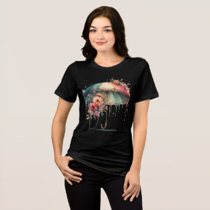 Estetiskt färgglatt paraply med vackra blommor t shirt