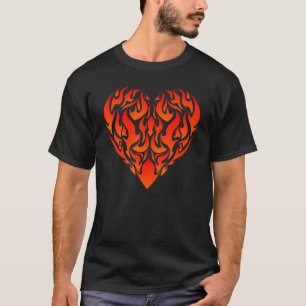 Estetiskt flammande Heart Red Orange Fire Flame T Shirt