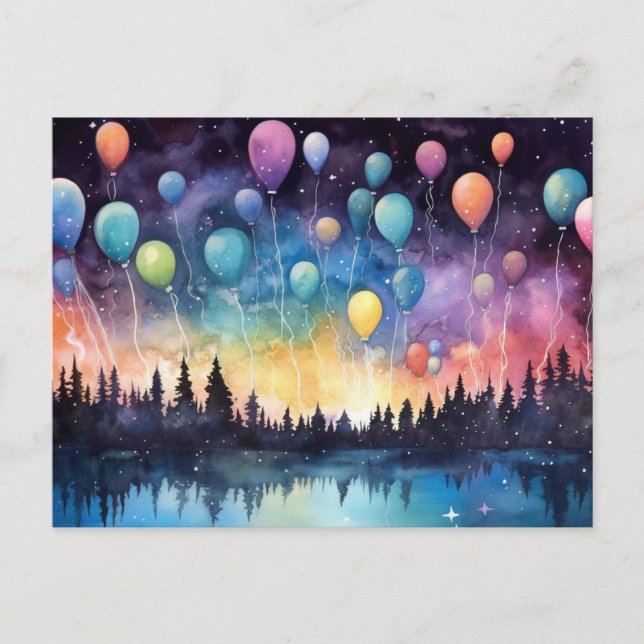 Estetiskt födelsedags sjölandskap vykort (Framsida)