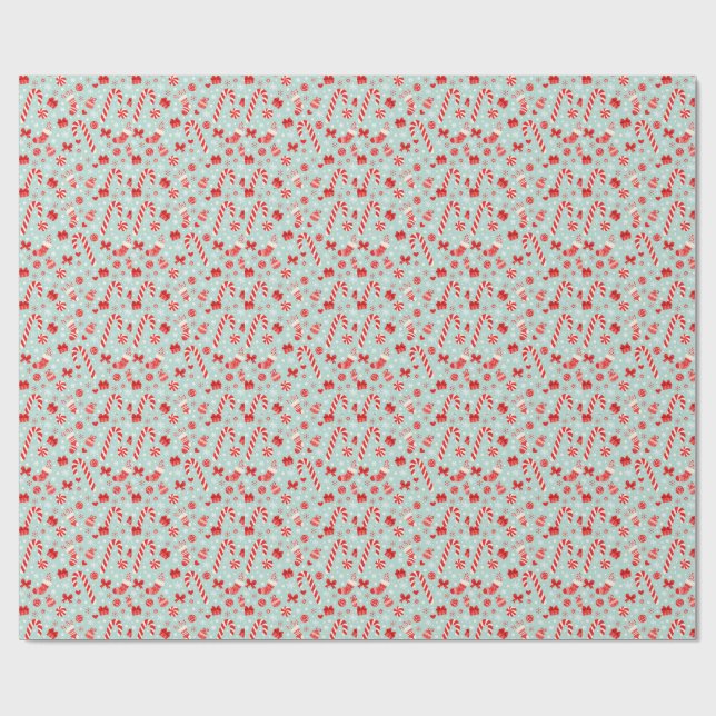 Estetiskt julmönster godis presentpapper (Platt)