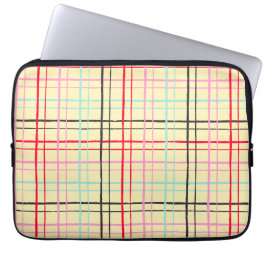 Estetiskt Pastell Handritad Rutnätsmönster Retro P Laptop Fodral