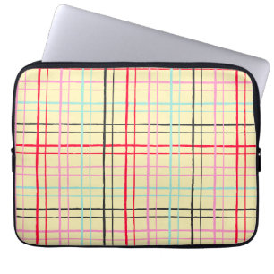 Estetiskt Pastell Handritad Rutnätsmönster Retro P Laptop Fodral