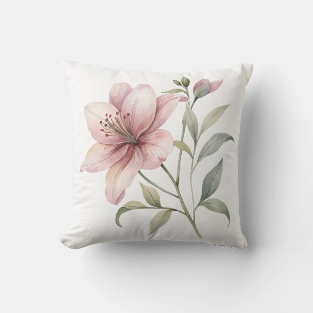 Estetiskt Rosa Blommig Kuddbezug Kudde (Framsida)