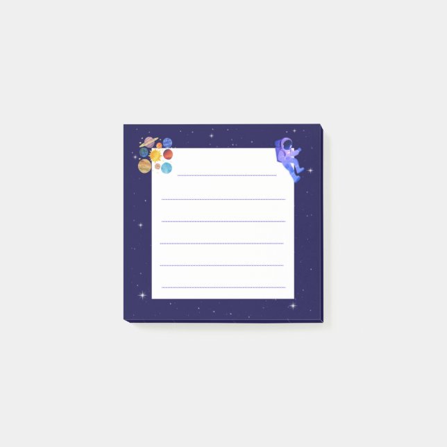 Estetiskt solsystem planet astronaut rymden post-i post-it block (Framsida)
