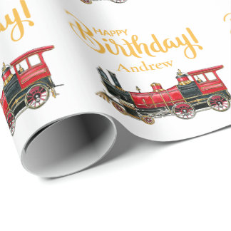 Estetiskt vintage tågfödelsedagspresentpapper presentpapper